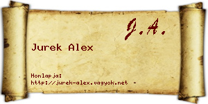 Jurek Alex névjegykártya